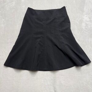 H&M Black Pinstripe‎ A-Line Flared Skirt Side Zip Size 8 Office Professional
